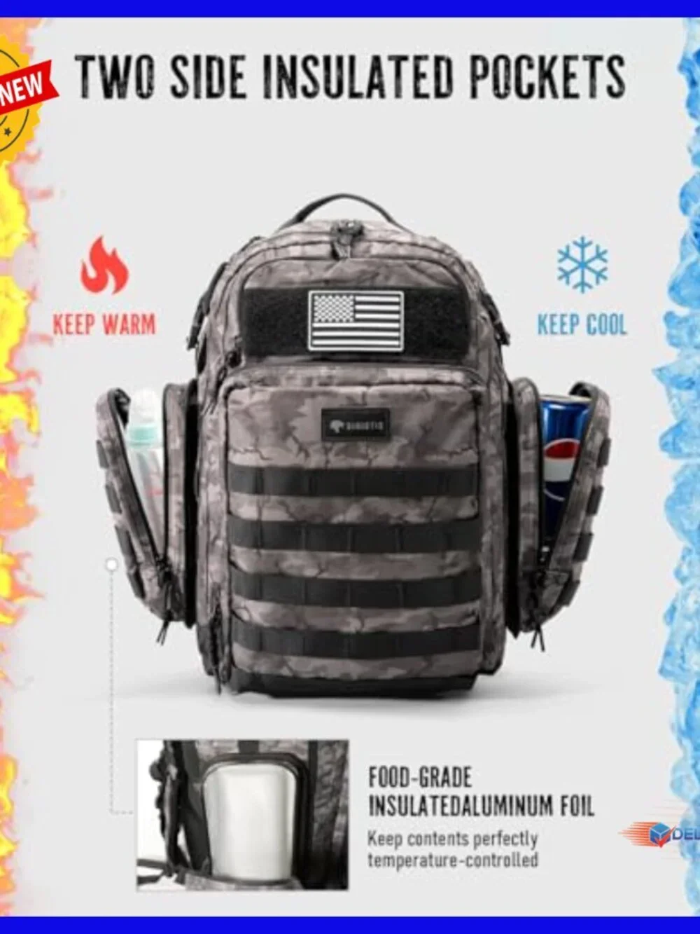 Large Capacity Tactical Diaper Backpack with Insulated Pockets and Changing Mat